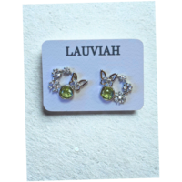 boucles d'oreilles péridot cœur — goutte argentée 925