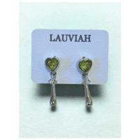 boucles d'oreilles péridot cœur — goutte argentée 925